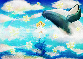 クジライラスト ４ 詠う鯨 Whale That Sings