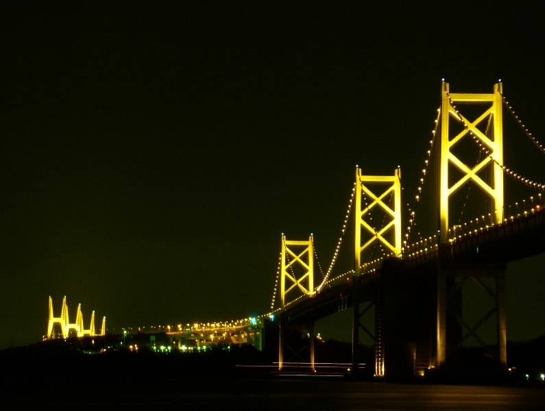 瀬戸大橋の夜景 まーさん初めてのブログ