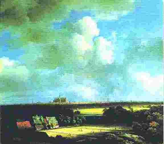 17世紀オランダの画家 ヤーコプ・ファン・ロイスダール作：ハーレムの遠方（空と雲を重要な要素として描いた。）