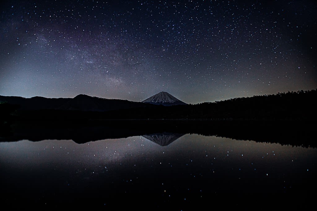 富士と天の川 西湖 ホタルの独り言 Part 2
