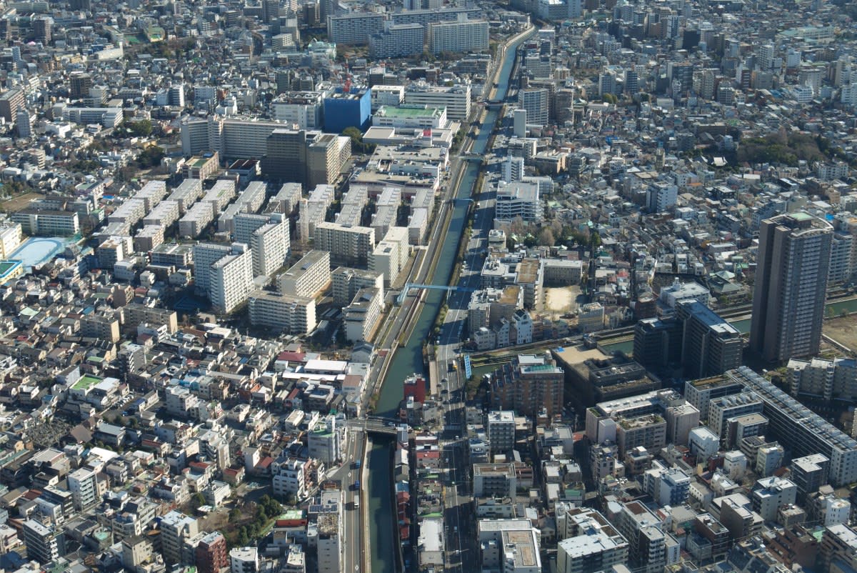 １月の東京スカイツリー フロア３５０より東 南東方向 新小岩駅 舞浜駅 緑には 東京しかない