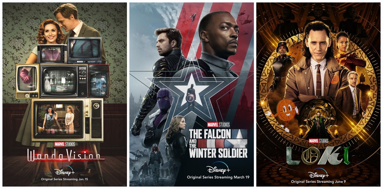 posters of Marvel Cinematic Universe Phase 4 Television Series