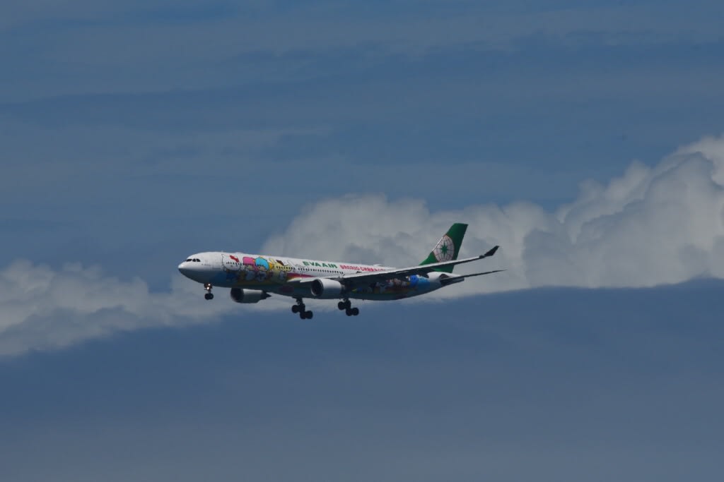サンリオキャラクター勢揃い ドリームジェット 久しぶりの飛来 エバー航空 エアバスa333 B ふくちゃんのブログ 飛行機 風景写真