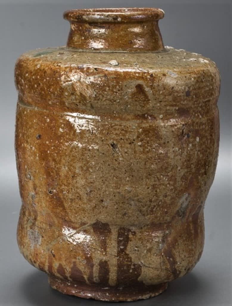 古信楽焼　煎餅壺　山椒壺　容器レトロヴィンテージ骨董壺花瓶