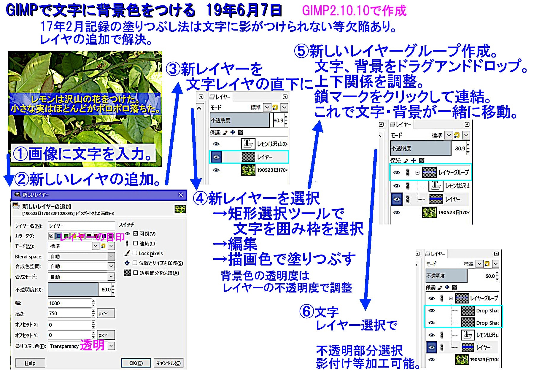 GIMP 文字に背景色 レイヤー追加法 - 私的博物展示館 孫たちよ 「至誠 