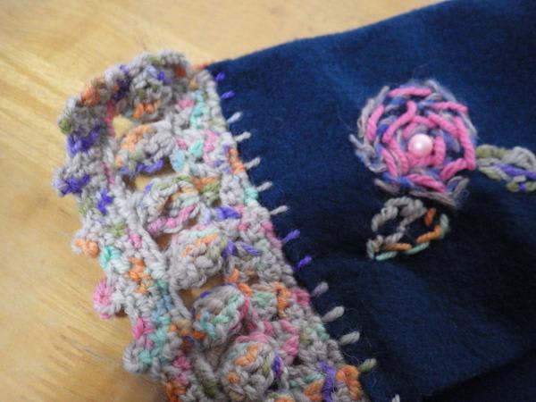 マフラーの端っこ飾りを毛糸で編む スリッパの花 ときめき山歩き 出逢いの記