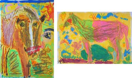 木曜 馬の絵を描きました こども絵画教室 アートなかま 若葉台iプラザ