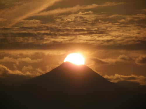 常念岳に沈む夕日