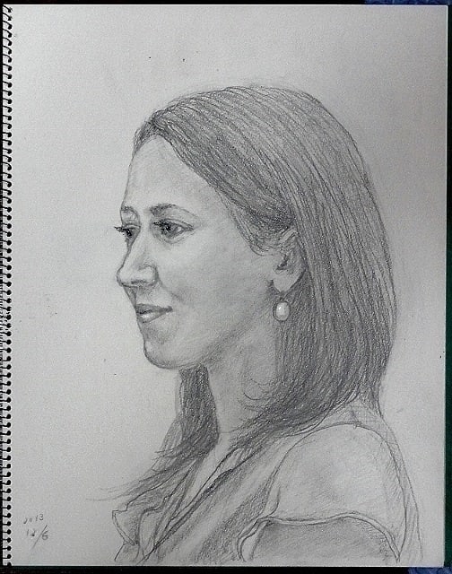 人物スケッチ会 朱と群青