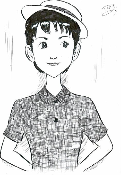 うたのイラスト 銀座カンカン娘 スケッチ貯金箱
