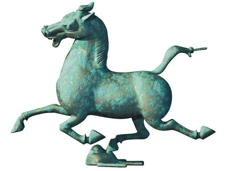 即出荷】 銅製 馬踏飛燕 馬の像 置物 台付き 幅約43cm c08299 econet.bi