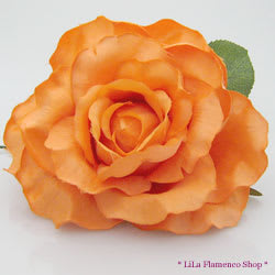 大輪の薔薇の花髪飾り入荷しました フラメンコ 花髪飾り 大きいバラ 6088 オレンジ リラ フラメンコ ショップ 店長日記