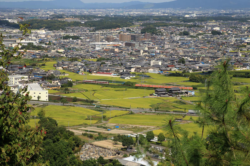 二上山から見た近鉄南大阪線,ラビットカー,鉄道写真,撮り鉄,撮影ポイント,撮影地