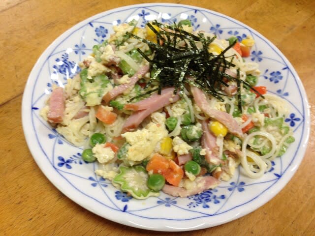 おばさんの料理教室 トウモロコシとベーコンの素麺カルボナーラ おばさんの料理教室 おばさんの料理教室 トウモロコシとベーコンの素麺カルボナーラ おばさんの料理教室