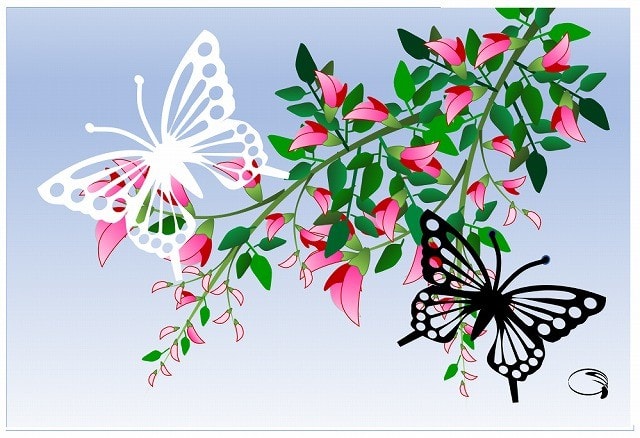 切り絵風の蝶 グランマのお絵描き 2