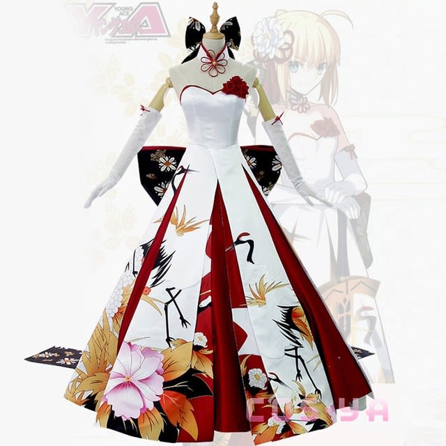 セイバーの鶴紋様ドレス 激安コスプレ衣装の通販 販売 アニメコスプレ衣装の製作