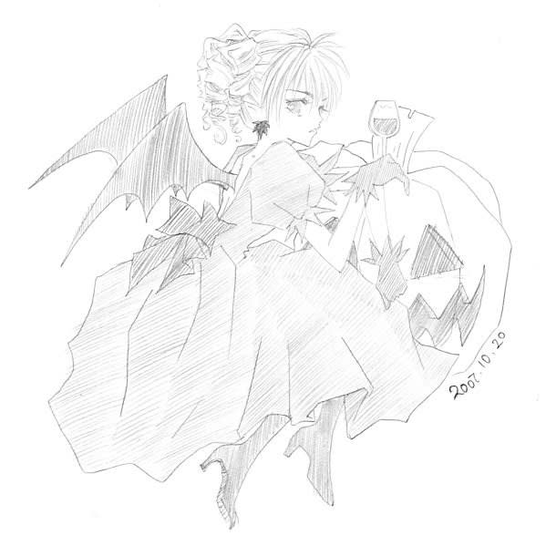 過去絵 07ハロウィン 鉛筆吸血鬼とカボチャ ｕｏｎｏｉｋｅ