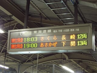 東京駅ホームの表示