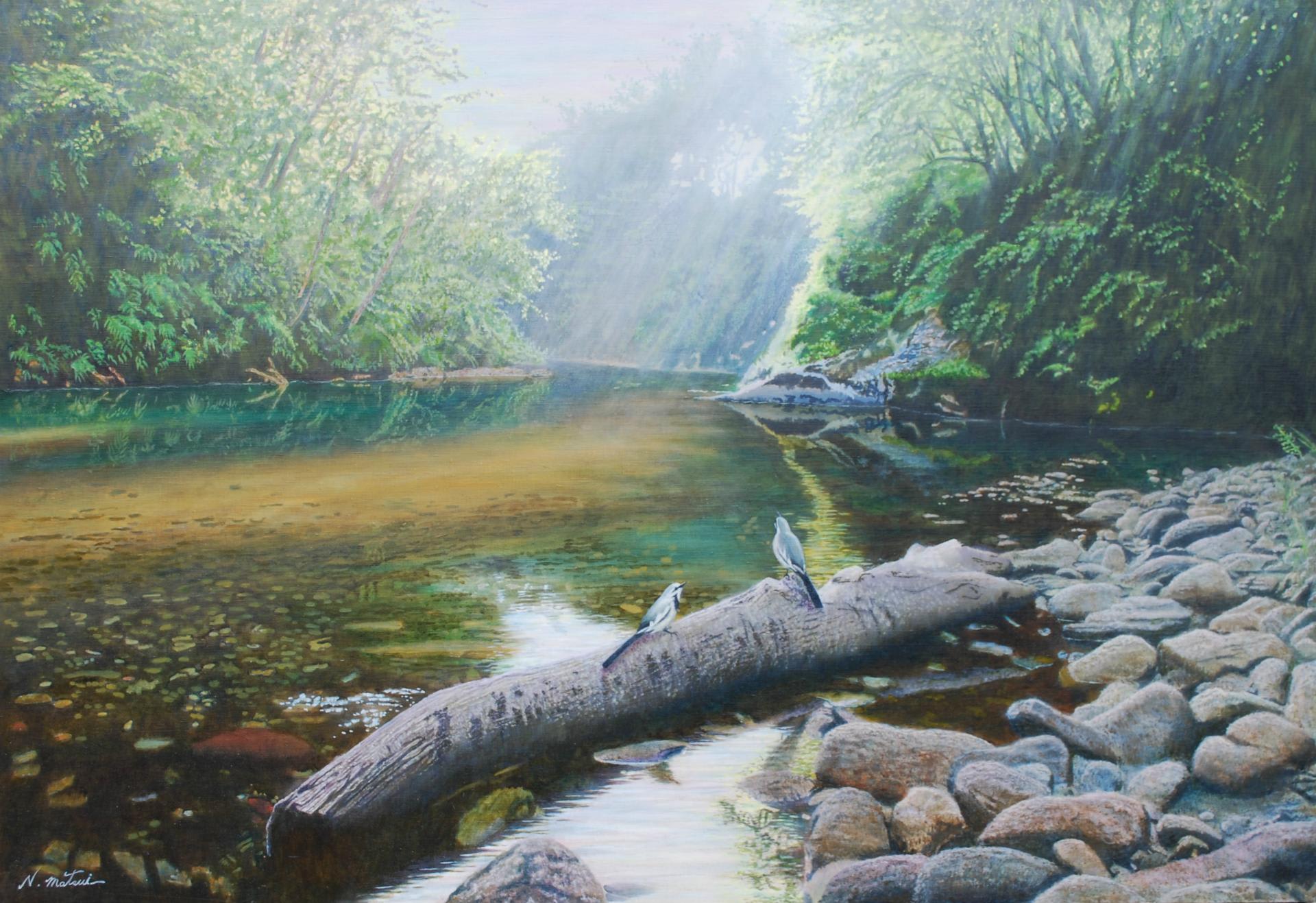 油絵 絵画 【紅葉川渓谷】 猿渡一根 「黒部渓谷」 F10号 油彩画