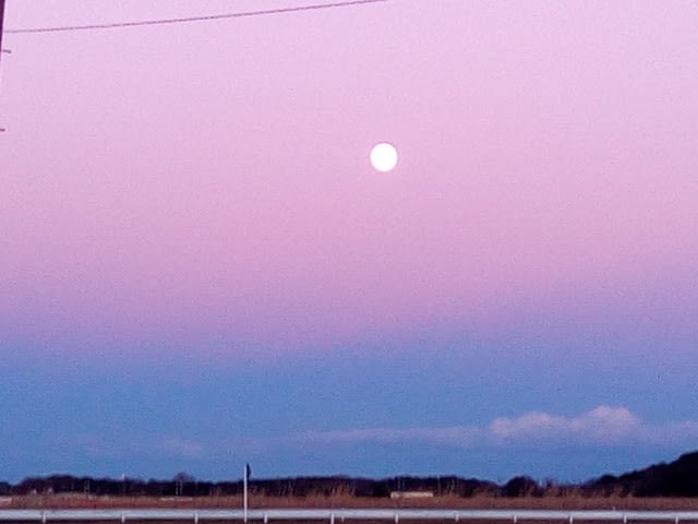 夕方の月と筑波山 玄米ごはん族のあしたのたのしみへ