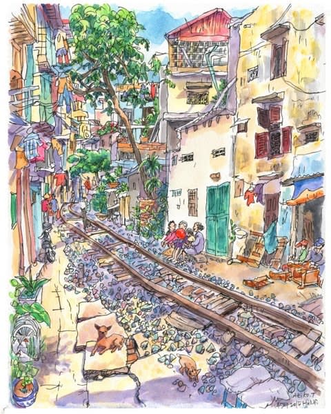 ハノイの線路沿い Sketch In Saigon の日記