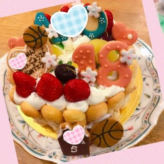 バースデーケーキ オーダー １８歳 バスケ部ケーキ ムキフムキよりマエムキ