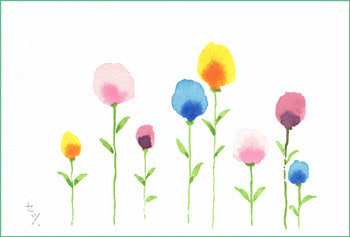 春の花もどき おさんぽスケッチ にじいろアトリエ 水彩 色鉛筆