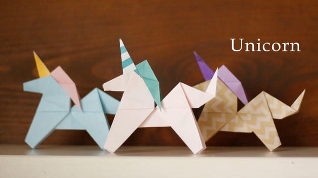 ユニコーンの折り方折り紙２枚で完成 How To Make An Origami Unicorn Origami Tutorial 折り紙 で遊ぼ Ayukane