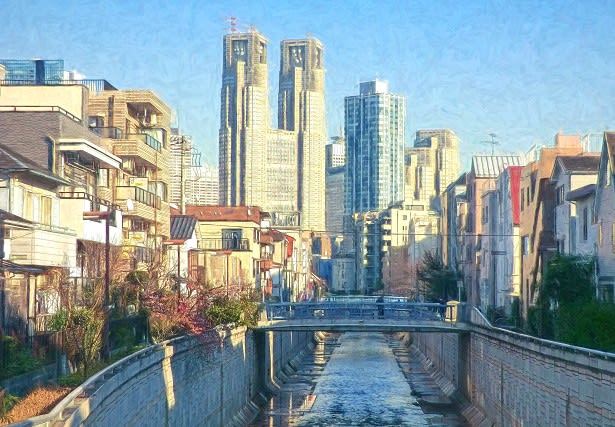 02 10 中野区 花見橋 神田川 春近し の光景 散歩 旅行そして海外滞在の写真備忘録