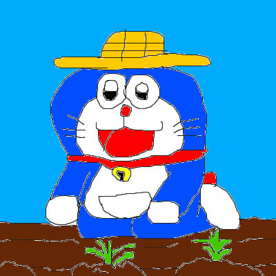 ドラえもん ドラえもん 畑でブロッコリーのなえを土を埋める Kojiのお絵かき ずz