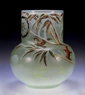 【美術館級】エミールガレ 蜻蛉と睡蓮文花瓶 トンボ Emile Galle