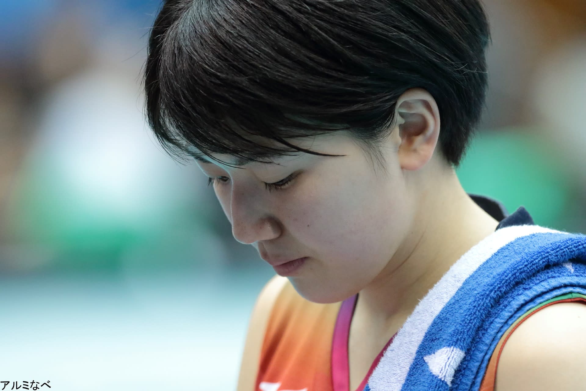 戸江 真奈選手 胸いっぱいの アルミ鍋を