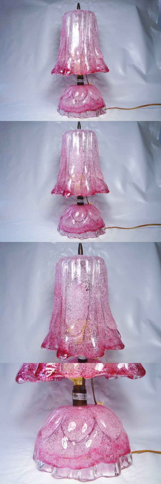 岩田ガラス スタンドライト 照明 ピンク 硝子工芸品