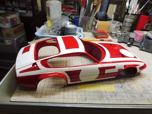 ラインのマスキング Studio Rosso 1 43 自動車模型制作日記