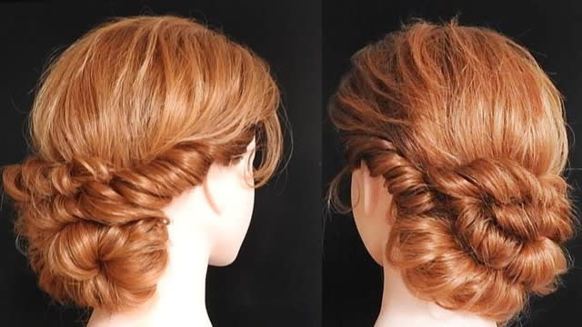 ギブソンタックヘアアレンジ 緩やかなウエーブのギブソンタックの