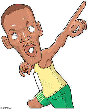 ウサイン ボルト選手 Usain Bolt の似顔絵 ボブ吉 デビューへの道