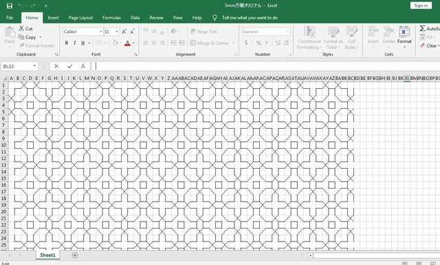 エクセルで刺し子図案 豪暮らしの覚え書き