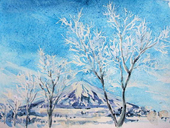 富士山 冬景色 バイオレットのお絵かき ダイアリー