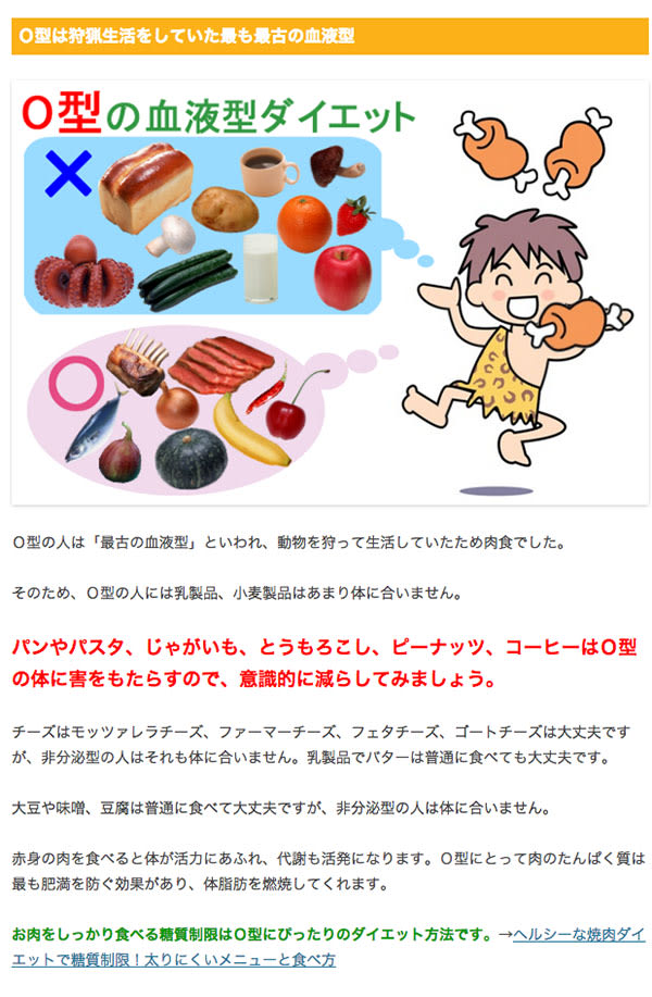 O型に合っているダイエット食材は 血液型ダイエットまとめ より 世田谷区議会議員 田中優子の活動日誌