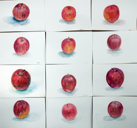 透明水彩でリンゴを描く モノ作り 自分作り