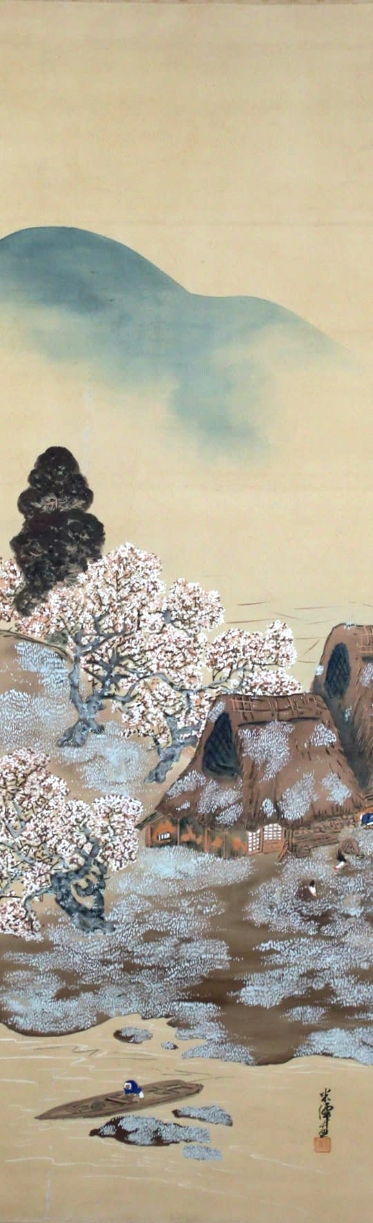 山村春色之図 久保田米僊筆 - 夜噺骨董談義 山村春色之図 久保田米僊筆 - 夜噺骨董談義