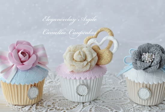 可愛いカップケーキ 3種 花々の夢 大阪 八尾のクレイアート教室eleganceclay Argile