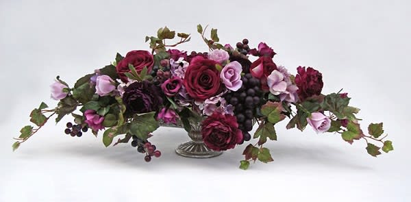 アンティークなブドウと薔薇のアートフラワーコンポートアレンジメント