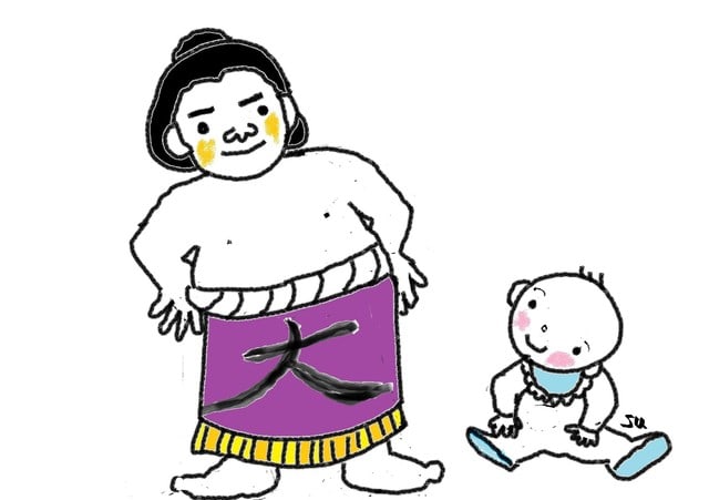 イ形容詞 ８課 大きい 小さい スーザンの日本語教育 手描きイラスト