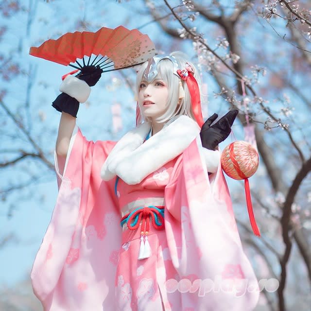 ストレッチドビー Fate FGO 白ジャンヌ・ダルク 晴れ着 正月 コスプレ