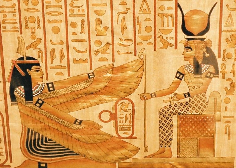 出品時の半額☆古代エジプト　パピルス画本物　紙の筒おまけ❣️