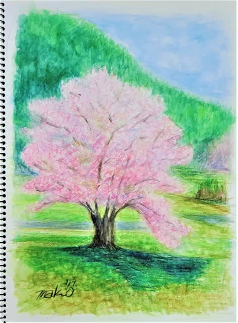 水彩色鉛筆教室 で 能勢の桜 を描きました どろ亀のプロムナード