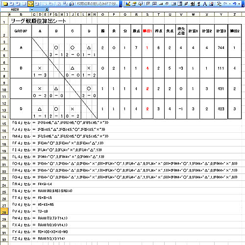 Excel お助け帳 Vol 18 If関数 Rank関数 でのリーグ戦結果表 満天の星空を夢見て