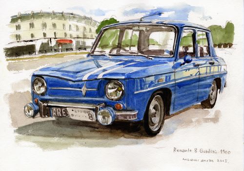 水彩画オーダーイラスト ルノードーフィン ルノーゴルディーニ Sportscar Graphic