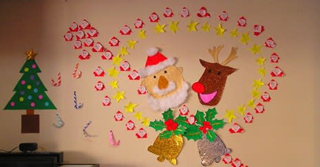 芸術的なクリスマスの壁飾り デイサービス 社会福祉法人長寿会 陽光の園ブログ
